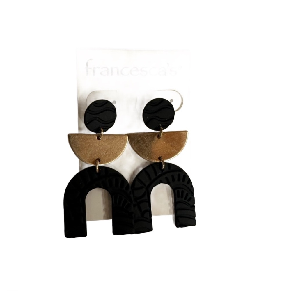 Francesca's Black and Gold Earrings NWT